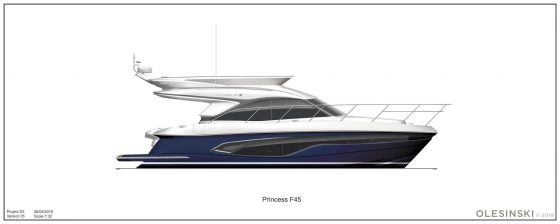Princess F45-profile-blue-hull