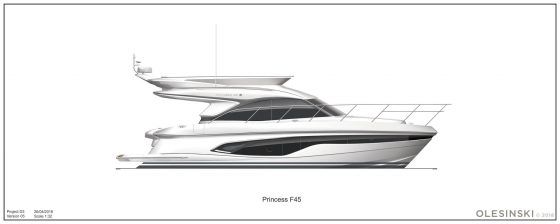 Princess F45 profile-white-hull